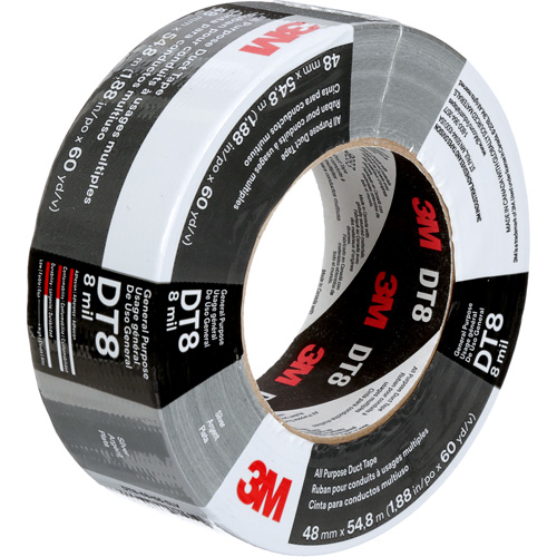 DT8 All-Purpose Duct Tape, 8 mils, Silver, 48 mm (2") x 55 m (180') Stor-it Systems