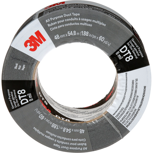 DT8 All-Purpose Duct Tape, 8 mils, Black, 48 mm (2") x 55 m (180') Stor-it Systems