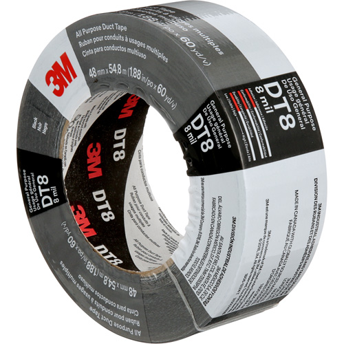 DT8 All-Purpose Duct Tape, 8 mils, Black, 48 mm (2") x 55 m (180') Stor-it Systems