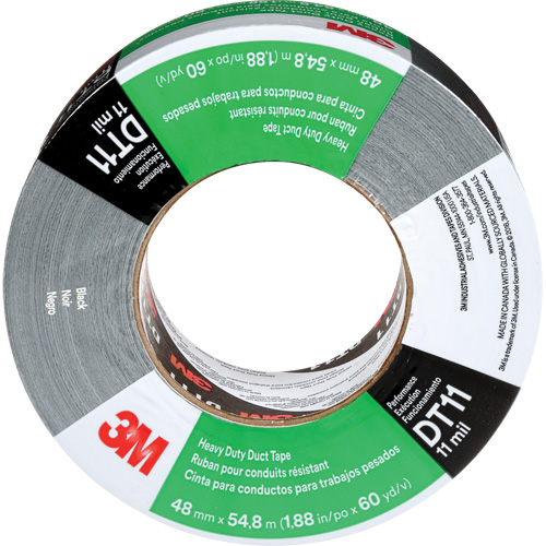 DT11 Heavy-Duty Duct Tape, 11 mils, Black, 48 mm (2") x 55 m (180') Stor-it Systems