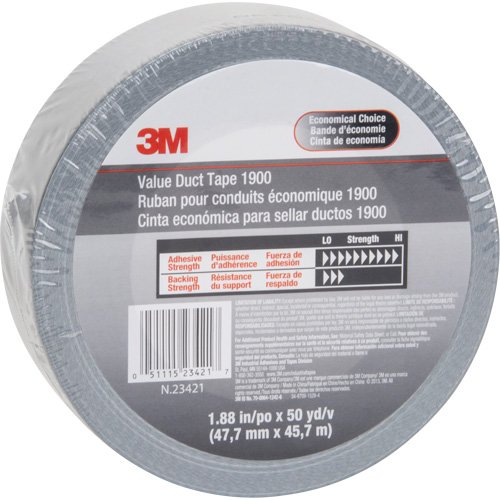 Ruban pour conduit &eacute;conomique 1900, 5,8 mils, Argent, 48 mm (2") x 5,7 m (18,7') Stor-it Systems