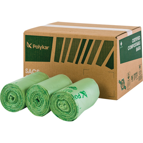 Certified Compostable Bags, Regular, 60" L x 48" W, Clear, 245 L (65 Gal.) Capacity Stor-it Systems