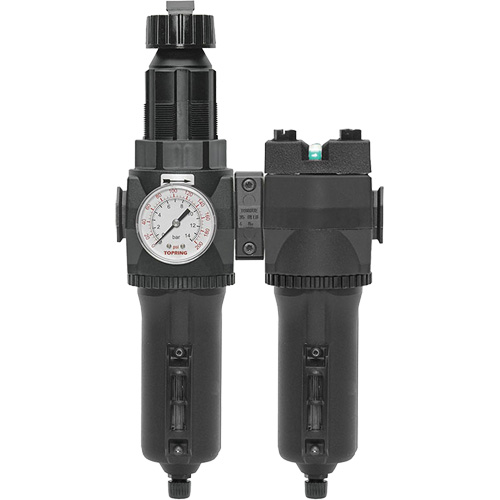 Filtre/r&eacute;gulateur + filtre coalescent drain manuel avec bol en m&eacute;tal Modulair 400, 1/4" NPT, 200 psi, Capacit&eacute; de 9,1 oz liq. Stor-it Systems