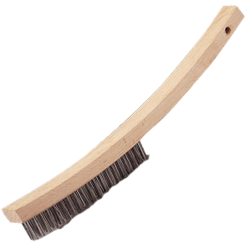 Brosse &agrave; main &agrave; r&eacute;curer &agrave; manche courb&eacute;, Acier inoxydable, 4 x 20 rangs de fils, Longueur 17" Stor-it Systems