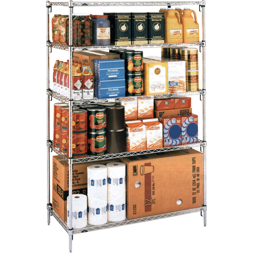 Super Adjustable Super Erecta Shelf&reg;, Add-On Kit, 4 Tiers, 36" W x 62-9/16" H x 18" D Stor-it Systems
