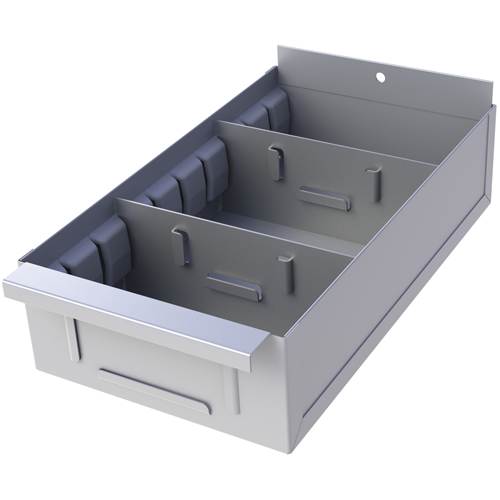 Interlok Boltless Shelving Shelf Box, Steel, 5-5/8" W x 12" D x 2-3/4" H, Light Grey Stor-it Systems