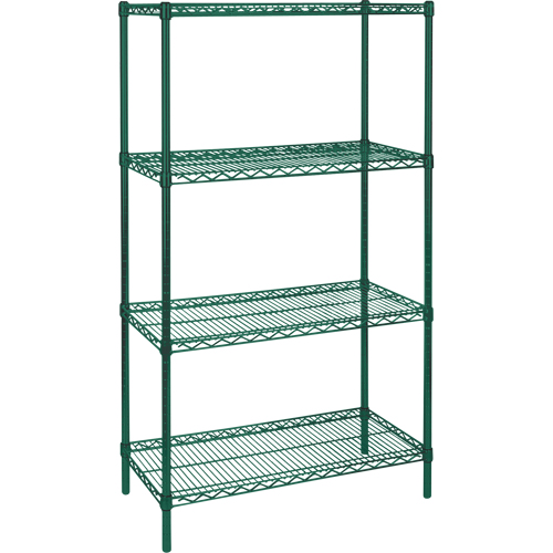 &eacute;tag&egrave;res robustes en treillis m&eacute;tallique au fini &eacute;poxy vert, 4 Tablettes, 30" la x 63" h x 14" p Stor-it Systems