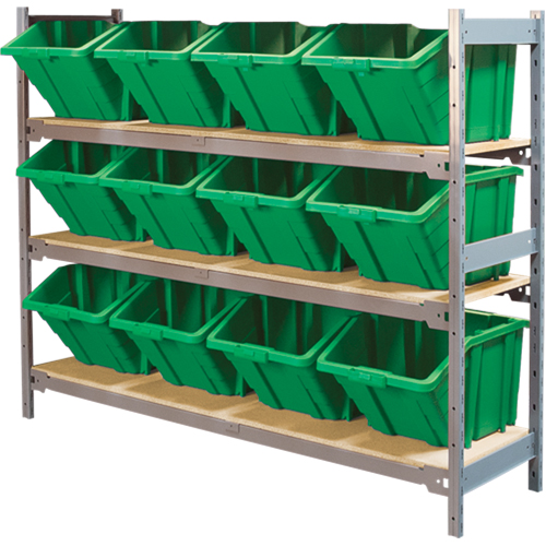 &eacute;tag&egrave;res larges avec bacs g&eacute;ants en plastique, Acier, Sans boulons, Capacit&eacute; 800 lb, 66" la x 60" h x 18" p Stor-it Systems