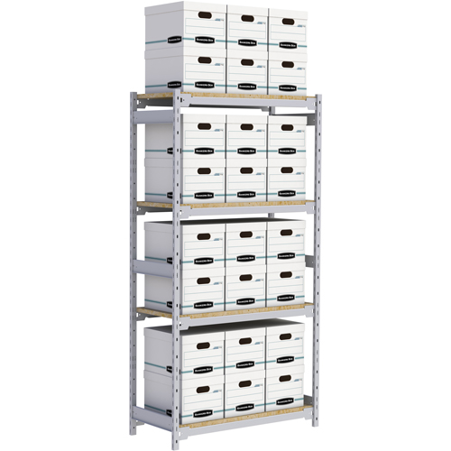 Wide Span Record Storage Shelving, Steel, 4 Shelves, 42" W x 18" D x 84" H Stor-it Systems