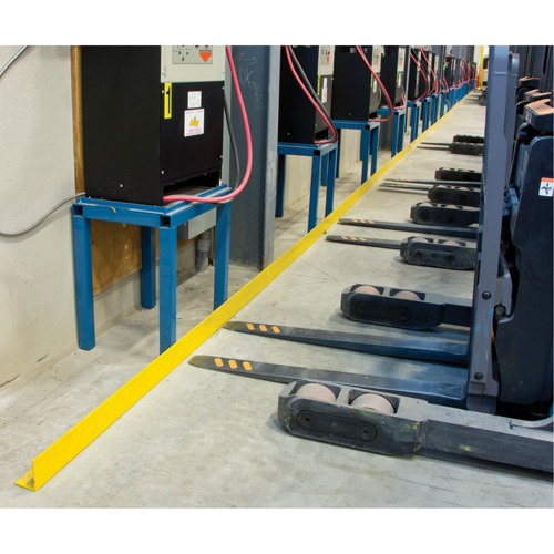 Rails protecteurs arr&ecirc;ts de charge avec ancrage au sol, Acier, 48" lo x 5" h, Jaune Stor-it Systems
