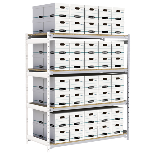 &eacute;tag&egrave;re-classeur de grande largeur, Acier, 4 Tablettes, 72" la x 32" p x 84" h, Ensemble Ajout Stor-it Systems