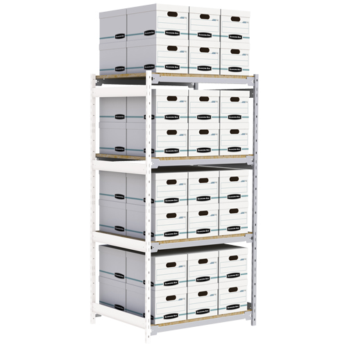 Wide Span Record Storage Shelving, Steel, 4 Shelves, 42" W x 32" D x 84" H, Add-On Kit Stor-it Systems