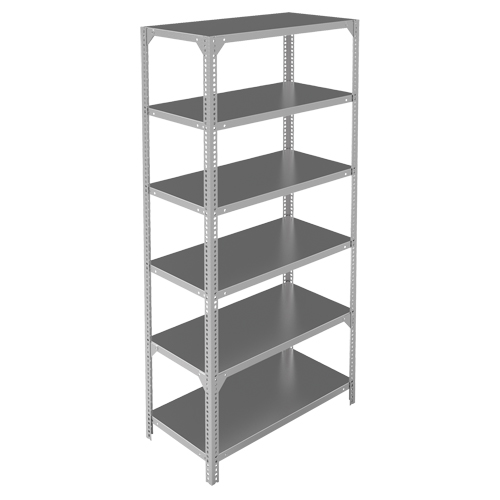 Shelving Unit, Galvanized Steel, Slotted Angle, 275 lbs. Capacity, 48" W x 72" H x 24" D Stor-it Systems