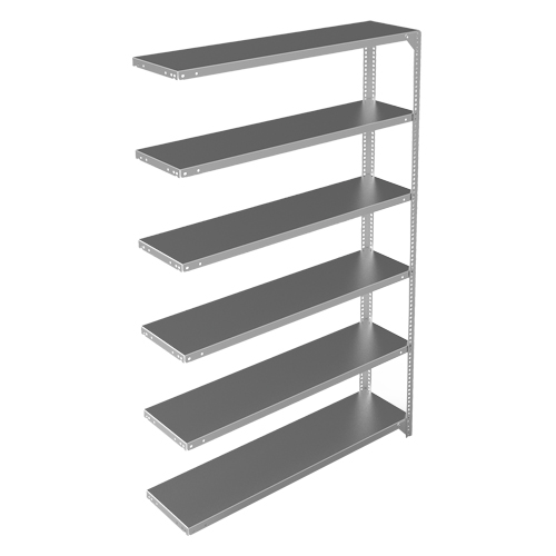 Shelving Unit, Galvanized Steel, Slotted Angle, 300 lbs. Capacity, 48" W x 72" H x 12" D Stor-it Systems