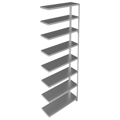 Shelving Unit, Galvanized Steel, Slotted Angle, 400 lbs. Capacity, 36" W x 96" H x 12" D Stor-it Systems