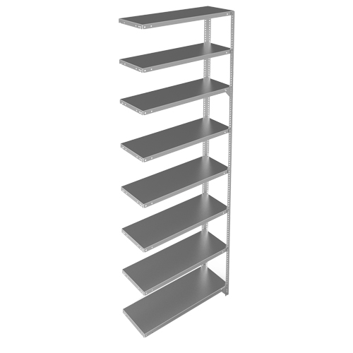 Shelving Unit, Galvanized Steel, Slotted Angle, 400 lbs. Capacity, 36" W x 96" H x 15" D Stor-it Systems