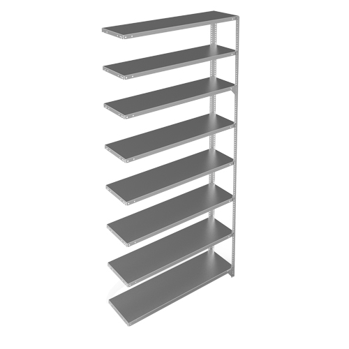 Shelving Unit, Galvanized Steel, Slotted Angle, 300 lbs. Capacity, 48" W x 96" H x 12" D Stor-it Systems