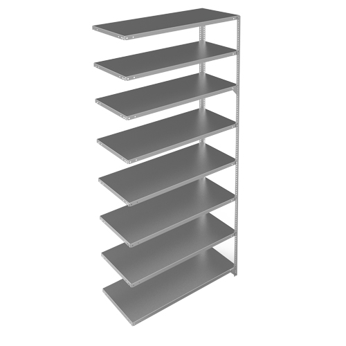 Shelving Unit, Galvanized Steel, Slotted Angle, 275 lbs. Capacity, 48" W x 96" H x 18" D Stor-it Systems