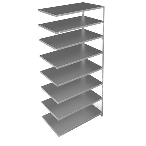 Shelving Unit, Galvanized Steel, Slotted Angle, 275 lbs. Capacity, 48" W x 96" H x 24" D Stor-it Systems
