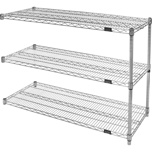 Heavy-Duty Chromate Wire Shelving, Add-On Kit, 3 Tiers, 60" W x 33" H x 18" D Stor-it Systems