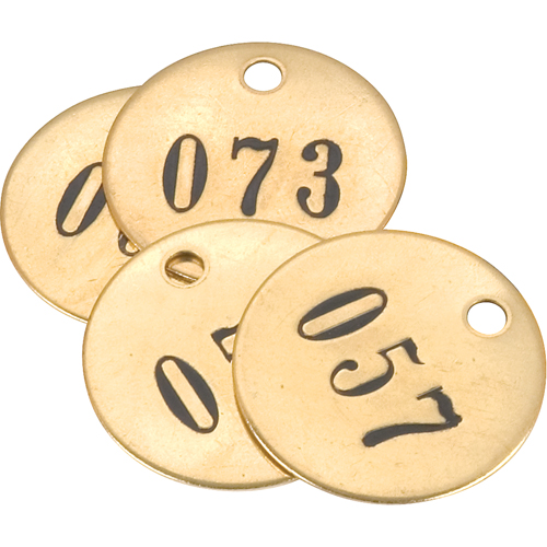 &eacute;tiquettes num&eacute;rot&eacute;es, # 101-125, Laiton, 1" dia. Stor-it Systems