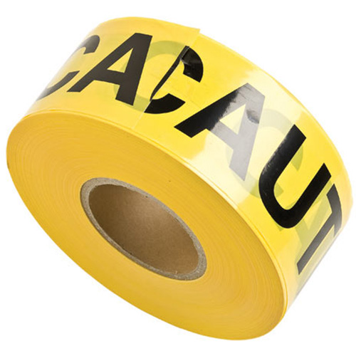 Barricade Tape, English, 3" W x 1000' L, 3 mils, Black on Yellow Stor-it Systems