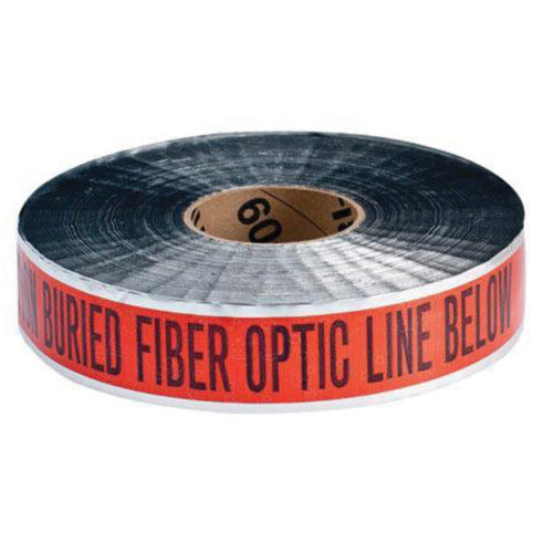 Ruban d'avertissement de danger souterrain Fiber Optic Line Identoline, 2" la x 1000' lo, Noir/orange Stor-it Systems