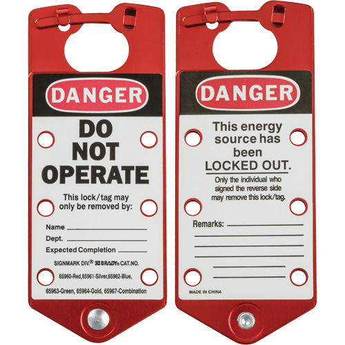 Labeled Lockout Hasp, Red Stor-it Systems