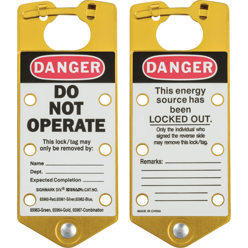 Moraillons de verrouillage &eacute;tiquet&eacute;s, Jaune Stor-it Systems