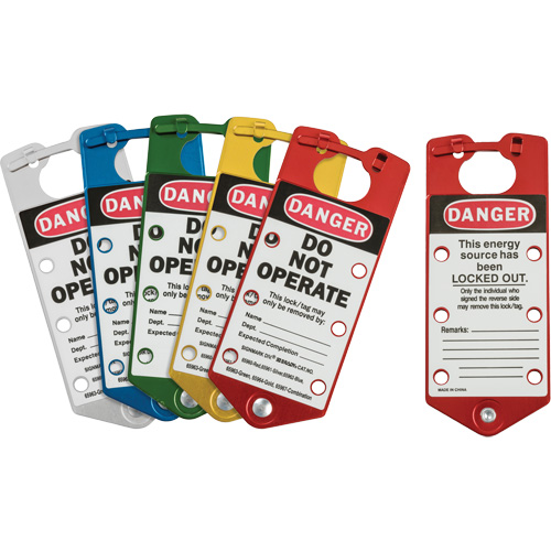 Moraillons de verrouillage &eacute;tiquet&eacute;s, Bleu/Vert/Rouge/Argent/Jaune Stor-it Systems