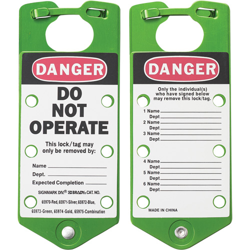 Labeled Lockout Hasps, Green Stor-it Systems