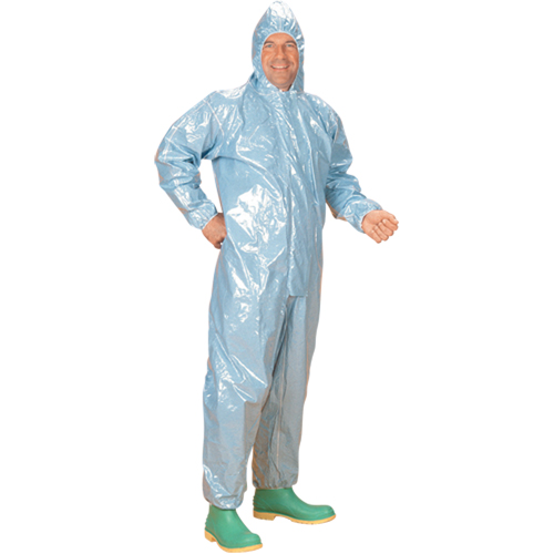 0.5 Mil CRFR Hooded Coveralls, Medium, Blue, FR Treated Fabric Stor-it Systems