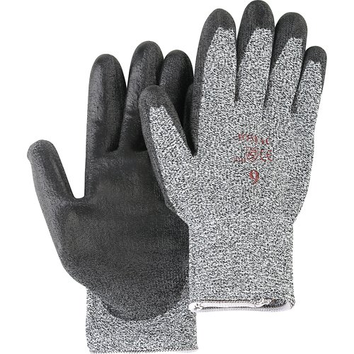 Gants de tricot poivre & sel avec rev&ecirc;tement de paume noir, Taille Petit/7, Rev&ecirc;tement Polyur&eacute;thane, Enveloppe en PEHP, ANSI/ISEA 105 niveau 2 Stor-it Systems