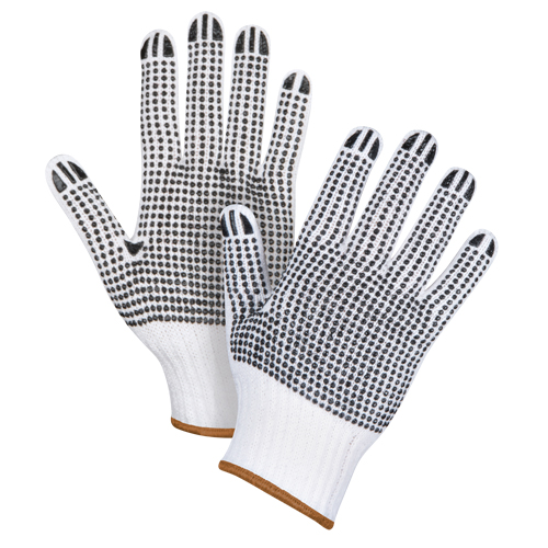 Double-Sided Dotted String Knit Gloves, Poly/Cotton, Double Sided, 7 Gauge, Large Stor-it Systems