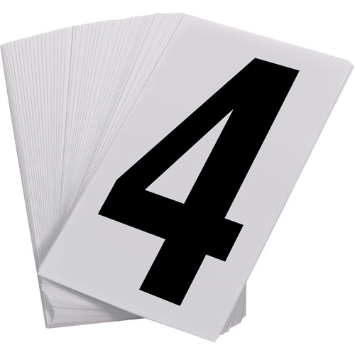 Num&eacute;ros autocollants, 4, 3-1/2" h, Noir sur blanc Stor-it Systems
