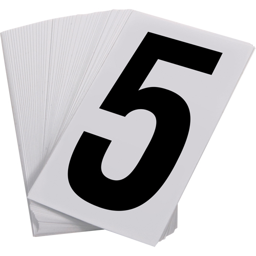 Num&eacute;ros autocollants, 5, 3-1/2" h, Noir sur blanc Stor-it Systems