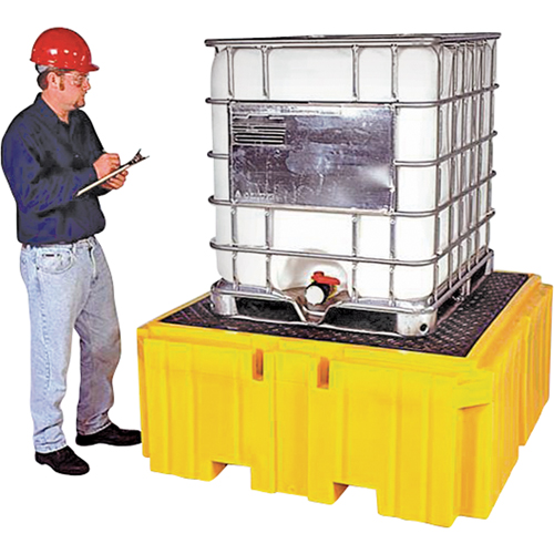 GRV Spill Pallet Plus avec drain, Capacit&eacute; de d&eacute;versement 365 gal. US, 62" x 62" x 28" Stor-it Systems