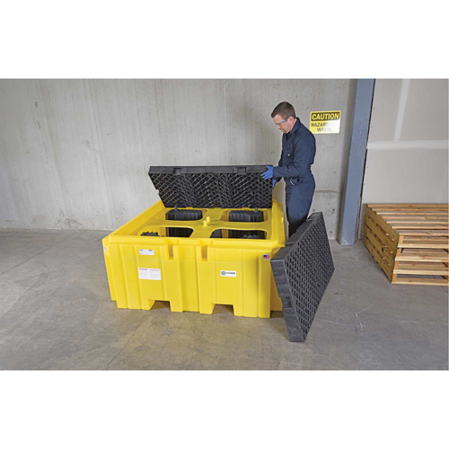 GRV Spill Pallet Plus avec drain, Capacit&eacute; de d&eacute;versement 365 gal. US, 62" x 62" x 28" Stor-it Systems