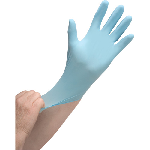 Gants jetables de calibre m&eacute;dical r&eacute;sistants &agrave; la perforation, Moyen, Nitrile, 3,5 mils, Sans poudre, Bleu, Classe 2 Stor-it Systems