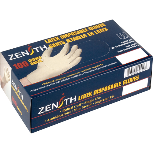 Gants d'examen de premi&egrave;re qualit&eacute; pour peau sensible, Moyen, Latex, 4 mils, Poudr&eacute;s, Naturel Stor-it Systems