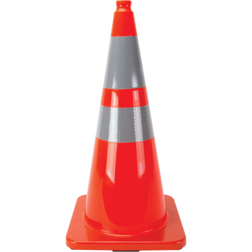 C&ocirc;nes en retrait, 28", Orange, Bande(s) r&eacute;fl&eacute;chissante(s) 4" & 6" Stor-it Systems