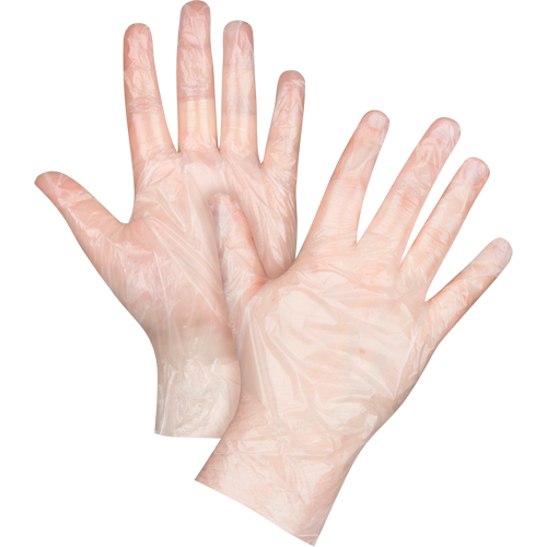 Gants jetables &eacute;conomiques, Petit, Poly&eacute;thyl&egrave;ne, 1 mil, Sans poudre, Transparent Stor-it Systems