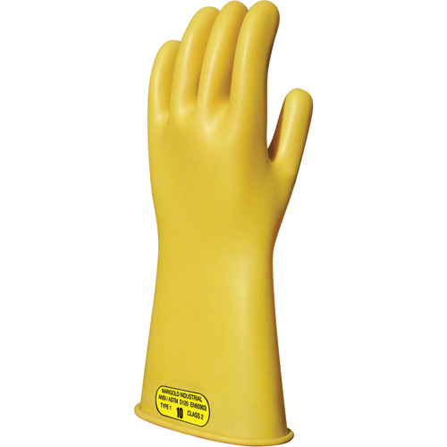 Gants isolants en caoutchouc naturel jaune, ASTM classe 2, Taille 8, 14" lo Stor-it Systems