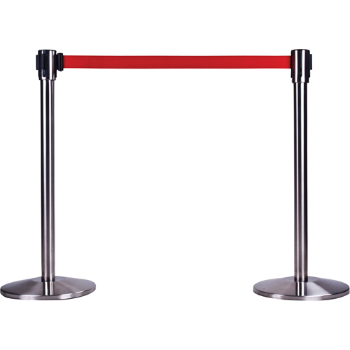 Poteau r&eacute;cepteur pour barri&egrave;res sur pieds pour le contr&ocirc;le des foules, Hauteur de 35", Acier inoxydable Stor-it Systems