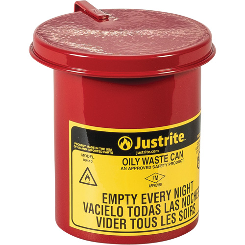 Mini Bench - Top Oily Waste Cans, FM Approved, 0.45 US gallon, Red Stor-it Systems