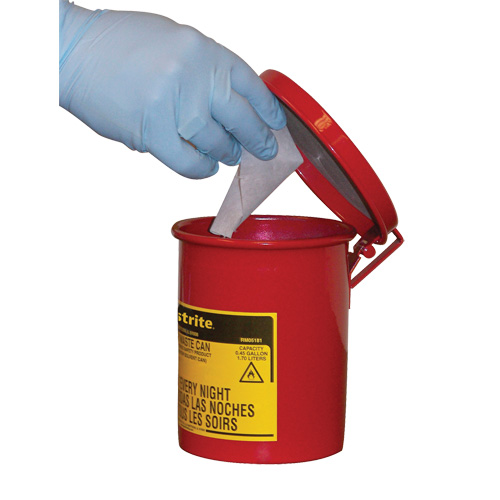 Mini Bench - Top Oily Waste Cans, FM Approved, 0.45 US gallon, Red Stor-it Systems