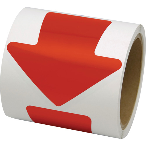 D&eacute;calcomanie en couleur pour le marquage des planchers, Fl&egrave;che, 4" lo x 4" la, Rouge, Vinyle Stor-it Systems