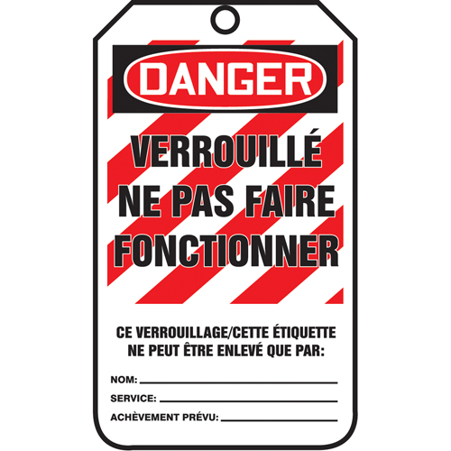 &eacute;tiquettes de verrouillage, Papier cartonn&eacute;, 3-1/8" la x 5-7/8" h, Français Stor-it Systems