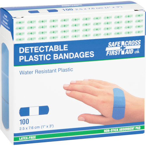 Bandages, Rectangulaire/carr&eacute;e, 3", Plastique d&eacute;tectable, St&eacute;rile Stor-it Systems