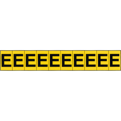 Rep&egrave;res adh&eacute;sifs &agrave; lettres individuelles, E, 1" h, Noir sur jaune Stor-it Systems